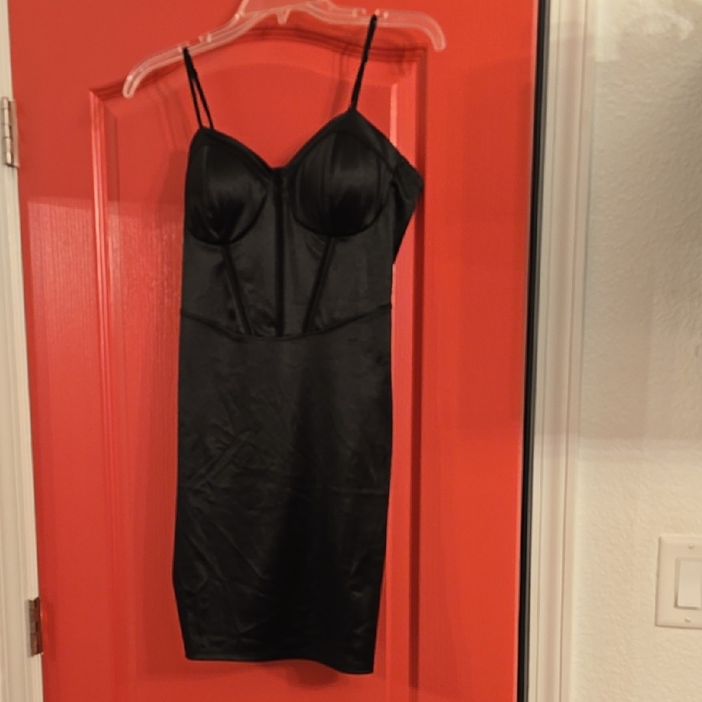 Black Satin Slip Dress
